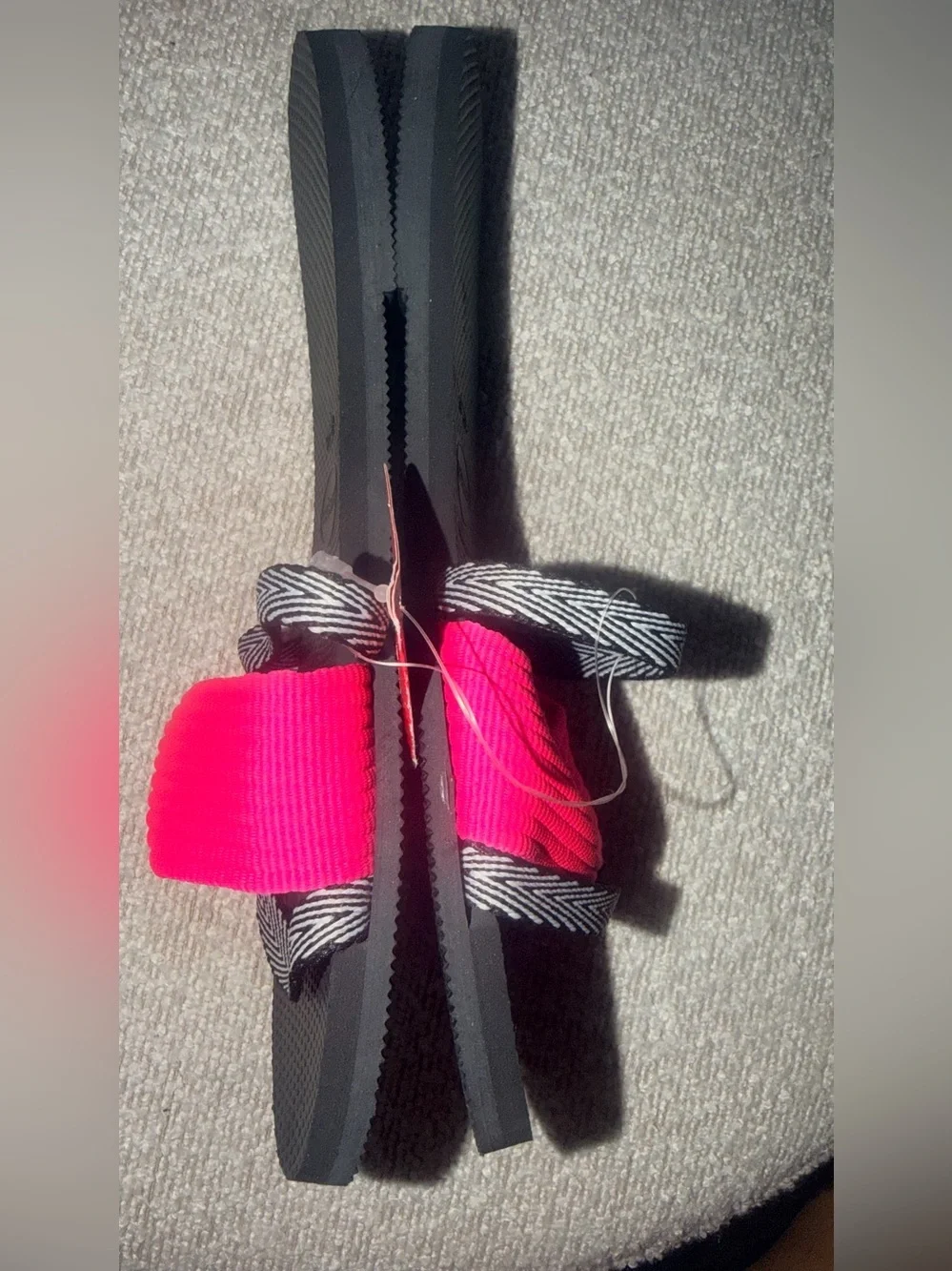 Havaianas Hot Pink Strap Black Footbed Slide Sandals